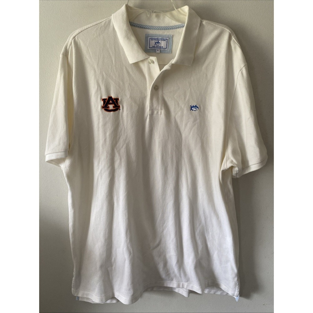 Southern Tide Skipjack Polo Auburn Tigers Embroidered White Mens Size XL